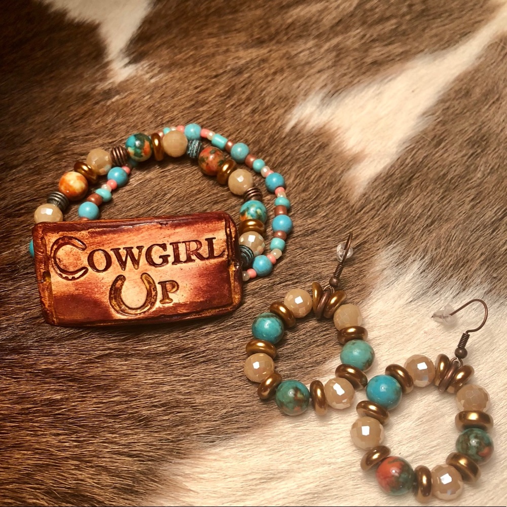 Cowgirl Up Bracelet Set & Earrings